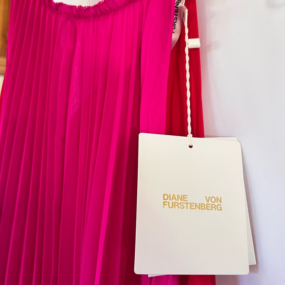 NWT DVF Diane Von Furstenburg Colorblock dress pink red
